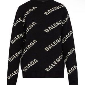 Allover logo sweater in black and white